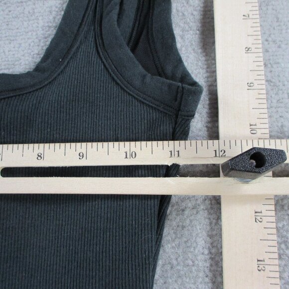 SKIMS Cotton Rib Onesie Womens XS Soot Black Strap Short Mid Thigh Bodysuit NWT - Picture 7 of 9